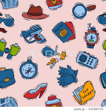 Spy icons cartoon detective set mafia agent binoculars or spyglass for spying or secret Spy icons cartoon detective set mafia agent binoculars or spyglass for spying or secret 54589720