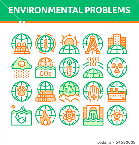 Environmental Problems Vector Thin Line Icons Set Environmental Problems Vector Thin Line Icons Set 54590009