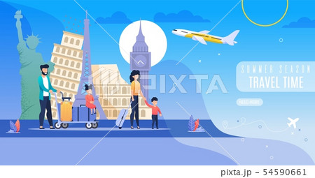 Poster Summer Season Travel Time Lettering Flat. 54590661
