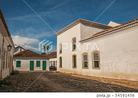 Cobblestone street with old houses in Paraty Cobblestone street with old houses in Paraty 54591456