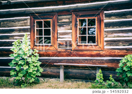 Wooden cottage in heritage park. Open-air museum N Wooden cottage in heritage park. Open-air museum N 54592032