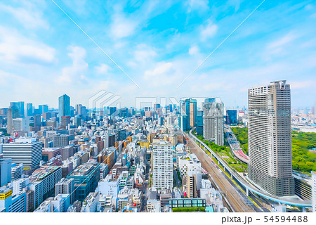 東京の都市風景 アニメ風のイラスト素材