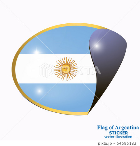 Sticker with flag of Argentina. Vector. 54595132