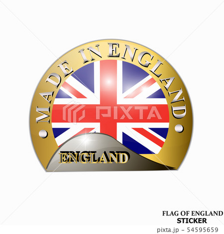 Sticker with flag of England. Happy England day button. 54595659