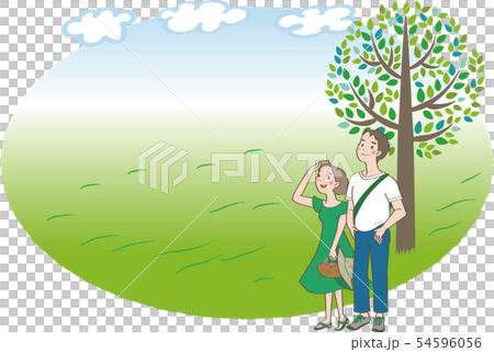 Traveling 9_ couple of men and women (summer, meadow background) Traveling 9_ couple of men and women (summer, meadow background) 54596056