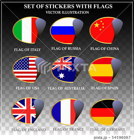 Set of stickers with flags. Vector. Set of stickers with flags. Vector. 54596067