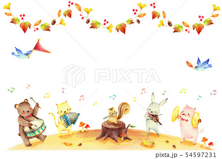 動物の音楽隊 秋のイラスト素材 54597231 Pixta