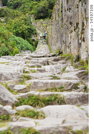 マチュピチュ遺跡　インティプンク（太陽の門）へ続くインカ道（ペルー） 54597306