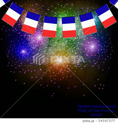 Fireworks with flags France. Fireworks with flags France. 54597377