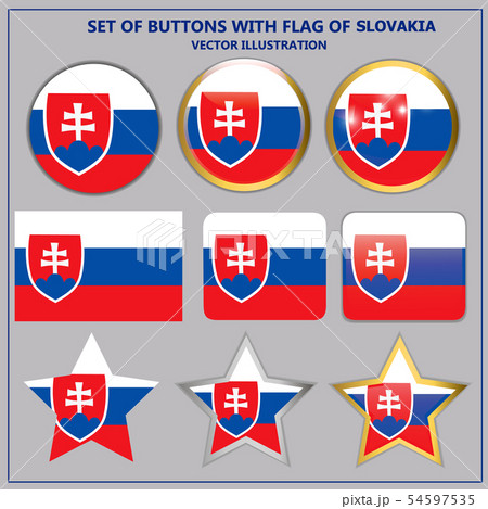 Set with buttons with flag of Slovakia. Vector.