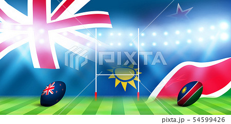 ラグビー ニュージーランド ナミビア 国旗 のイラスト素材