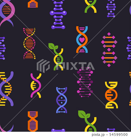 DNA seamless pattern genetic sign with genome or gene in biology medical research and DNAse or 54599500