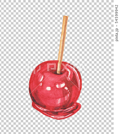 水彩 りんご飴のイラストのイラスト素材