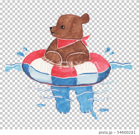 Illustration of a bear playing with a watercolor-float Illustration of a bear playing with a watercolor-float 54600281