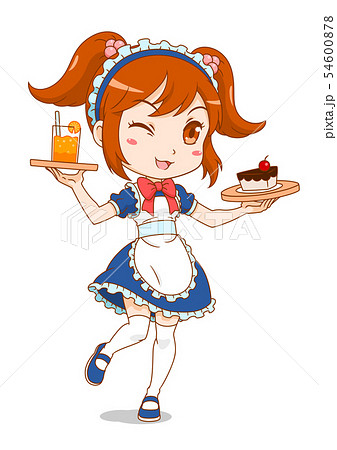 Cartoon character of maid cafe girl.	 54600878