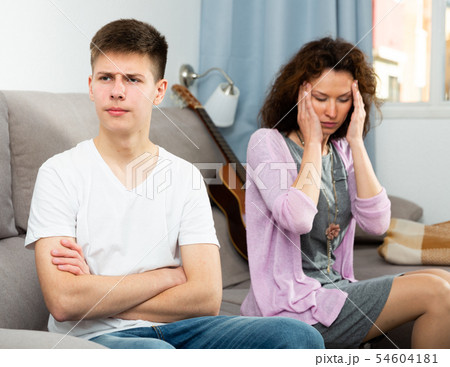 Offended teenager after disagreements with mom 54604181