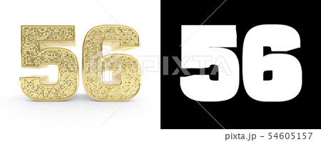 Golden number fifty six (number 56) on white 54605157