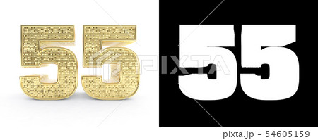 Golden number fifty five (number 55) on white Golden number fifty five (number 55) on white 54605159