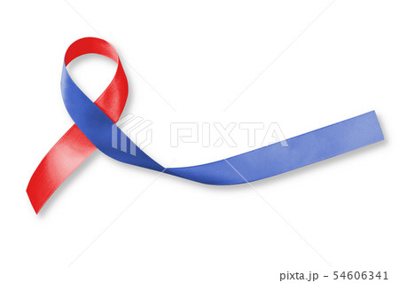 Red and Blue ribbon awareness isolated on white 54606341