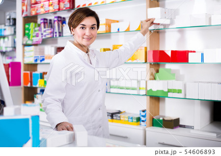 Smiling girl is searching for body care products 54606893