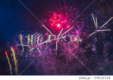 Firework over the city. Firework over the city. 54610128