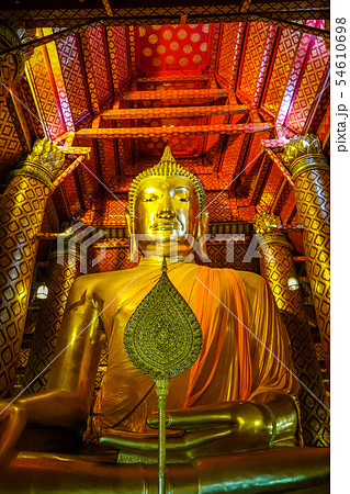 Gold Buddha statue, Wat Phanan Choeng, Ayutthaya, Gold Buddha statue, Wat Phanan Choeng, Ayutthaya, 54610698