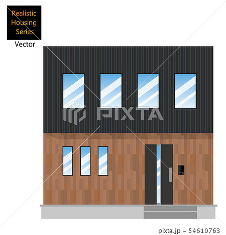 一戸建て、一軒家のイラスト_マイホーム、木造住宅_ベクターデータ 54610763