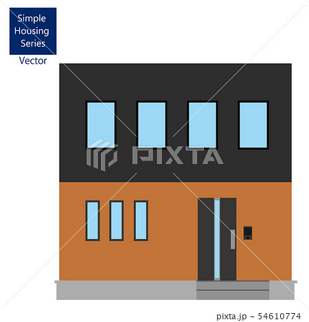 一戸建て、一軒家のイラスト(二階建て)_マイホーム、木造住宅_シンプルな家のイラスト 一戸建て、一軒家のイラスト(二階建て)_マイホーム、木造住宅_シンプルな家のイラスト 54610774