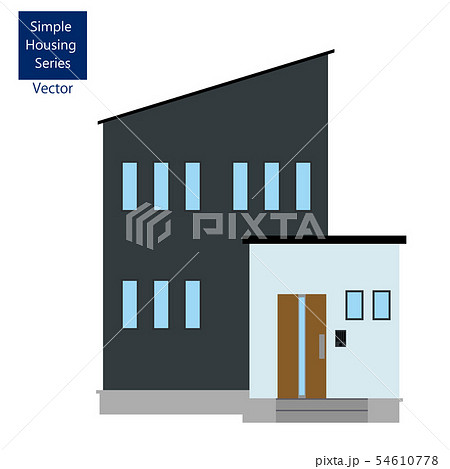 一戸建て、一軒家のイラスト(二階建て)_マイホーム、木造住宅_シンプルな家のイラスト 一戸建て、一軒家のイラスト(二階建て)_マイホーム、木造住宅_シンプルな家のイラスト 54610778