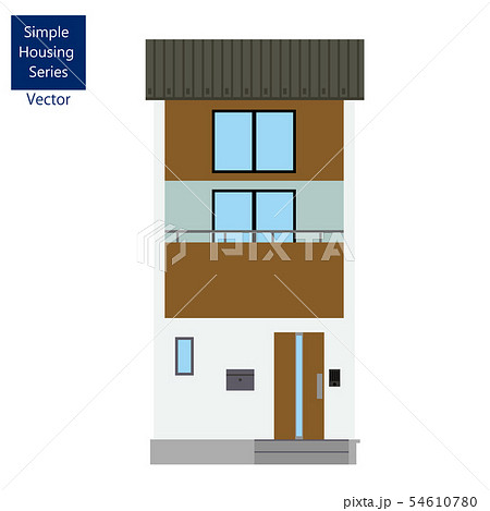 一戸建て、一軒家のイラスト(狭小三階建て)_マイホーム、木造住宅_シンプルな家のイラスト 一戸建て、一軒家のイラスト(狭小三階建て)_マイホーム、木造住宅_シンプルな家のイラスト 54610780