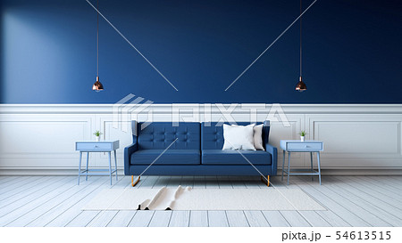 Modern interior of living room and blue room 54613515