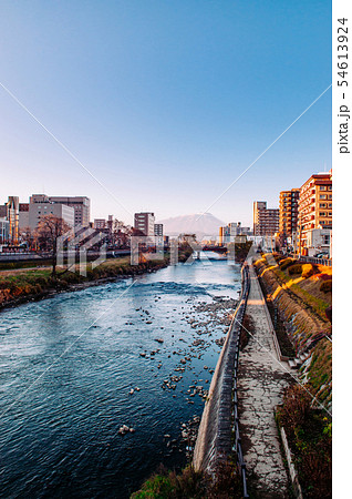 Mount Iwate Morioka city scene at Katakami river 54613924