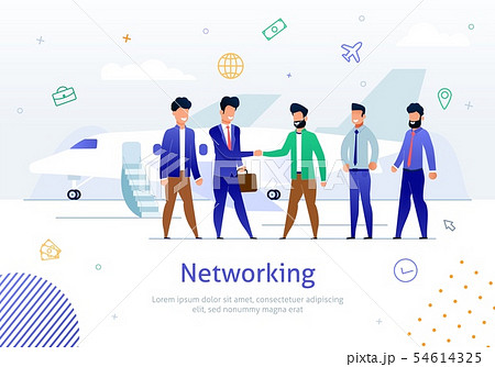 Networking with Foreign Partner Flat Vector Poster Networking with Foreign Partner Flat Vector Poster 54614325