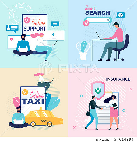 Online Services and Virtual Support Ad Posters Set Online Services and Virtual Support Ad Posters Set 54614394