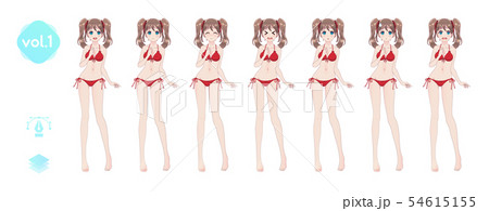 Anime manga girl. In a summer bikini swimsuit Anime manga girl. In a summer bikini swimsuit 54615155