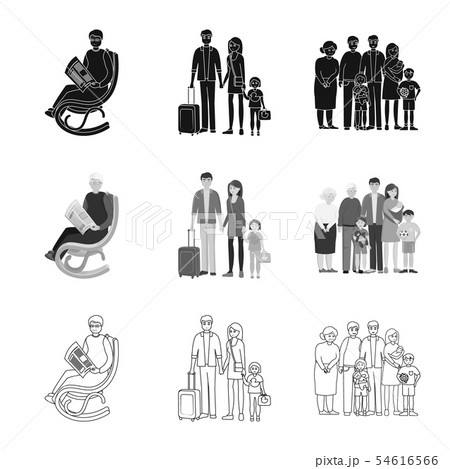 Isolated object of character and avatar logo. Collection of character and portrait stock vector 54616566