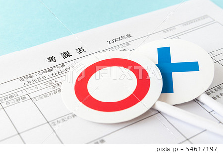 考課表　査定　面談　評価　○×　◯　× 54617197
