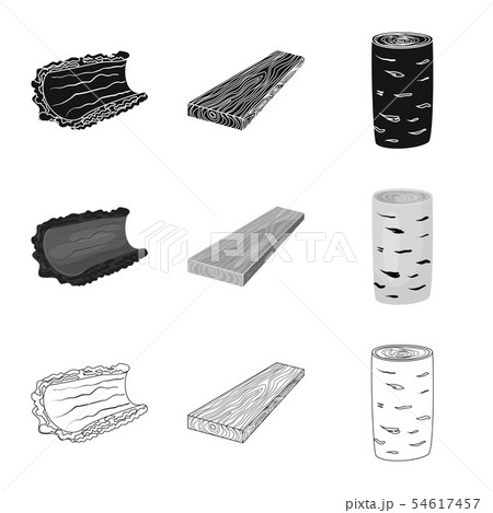 Vector illustration of tree and raw icon. Set of tree and construction stock symbol for web. 54617457