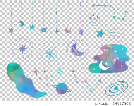 星と月の素材セット 54617508