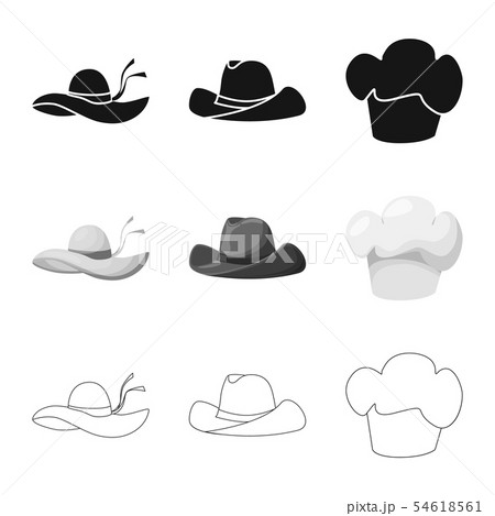 Vector illustration of clothing and cap logo. Set of clothing and beret vector icon for stock. Vector illustration of clothing and cap logo. Set of clothing and beret vector icon for stock. 54618561