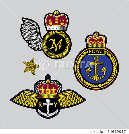 Set of royal patches. Embroidery imitation. Set of royal patches. Embroidery imitation. 54619057