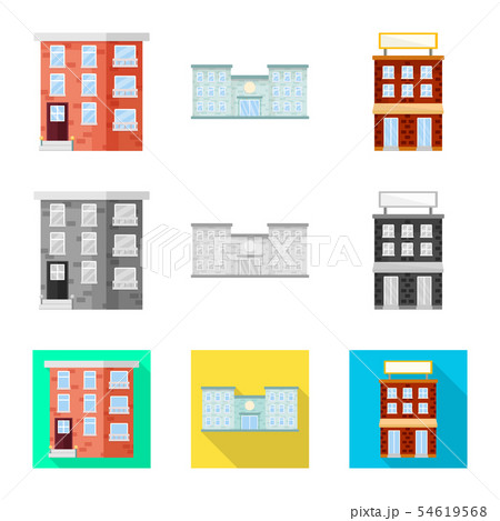 Vector design of municipal and center symbol. Set of municipal and estate stock symbol for web. Vector design of municipal and center symbol. Set of municipal and estate stock symbol for web. 54619568