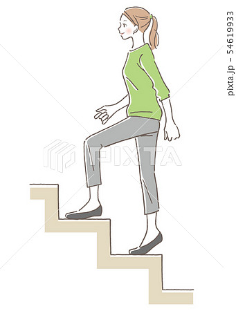 女性 階段を登るのイラスト素材 54619933 Pixta