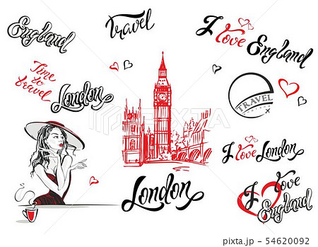 England. London. Set of elements for design. 54620092
