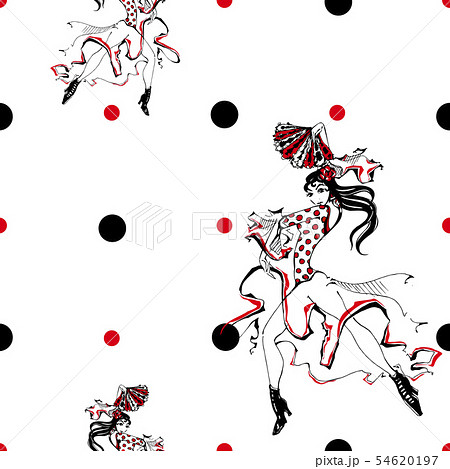 Girl dancing flamenco. Seamless pattern. Gypsy. 54620197