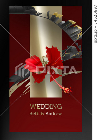 Tropical black and gold leaves on dark background Tropical black and gold leaves on dark background 54620697