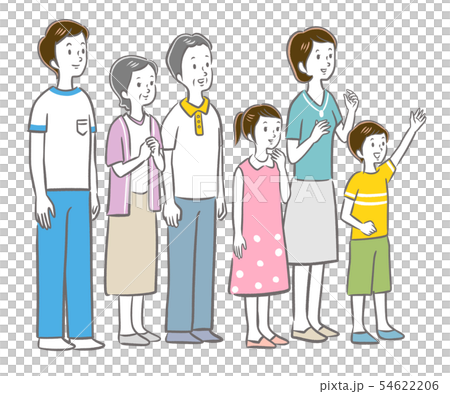 Three generations family ornamental illustration 54622206
