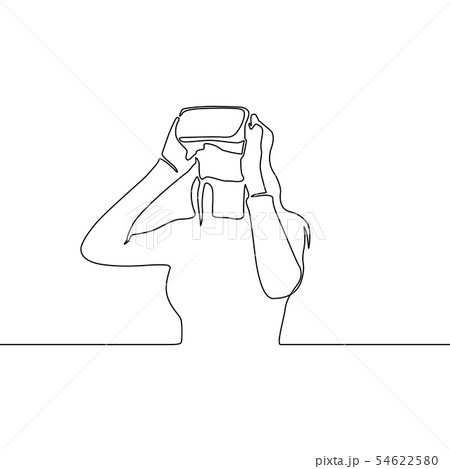 Continuous line woman in VR glasses. Vector illustration. Continuous line woman in VR glasses. Vector illustration. 54622580