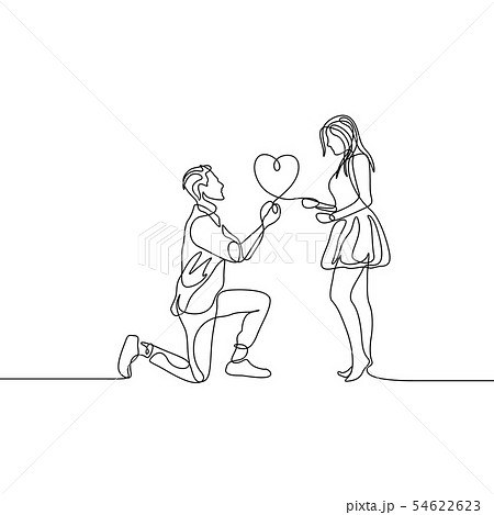 Continuous One Line Man Makes A Marriage のイラスト素材