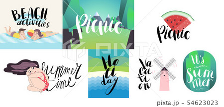 Lettering on beach, picnic, vacation and summer Lettering on beach, picnic, vacation and summer 54623023